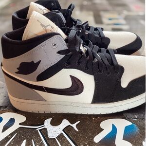 Air Jordan 1 Mid - Steel Grey/Black/White - Women’s Size 9.5